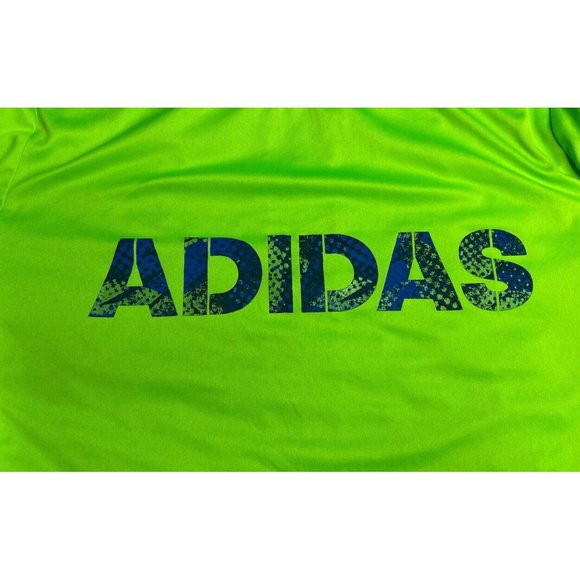 Adidas Boy Size Large Spell Out Logo Fluorescent Green Long Sleeve TShirt School - Picture 4 of 12